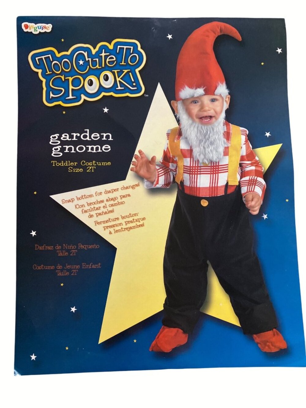 Too Cute To Spook Garden Gnome Toddler Costume 2T With Snap Bottom